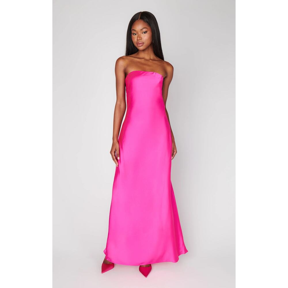 Show Me Your  Mumu Taylor Tube Maxi Dress Hot Pink Size Large NWT - Picture 2 of 8